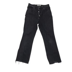 Abercrombie & Fitch The kick flare ultra high rise black frayed jeans sz 28 6r